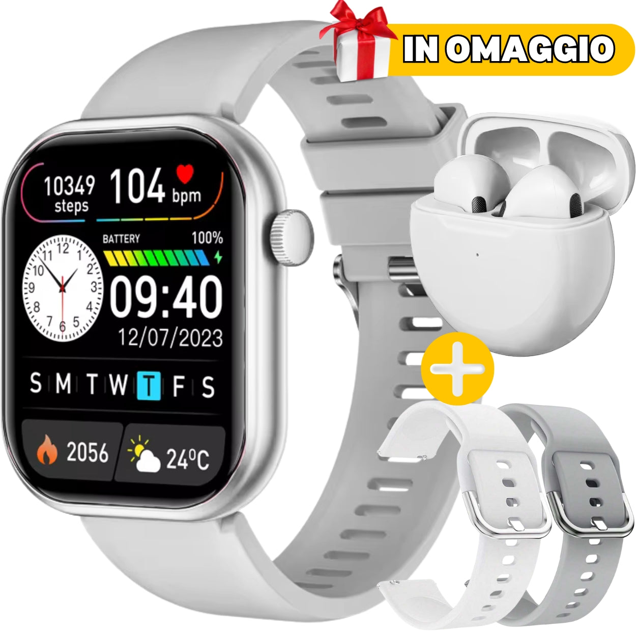 CHRONOSWATCH GT10 + 2 Cinturini + Cuffie Wireless Air20 IN OMAGGIO🎁