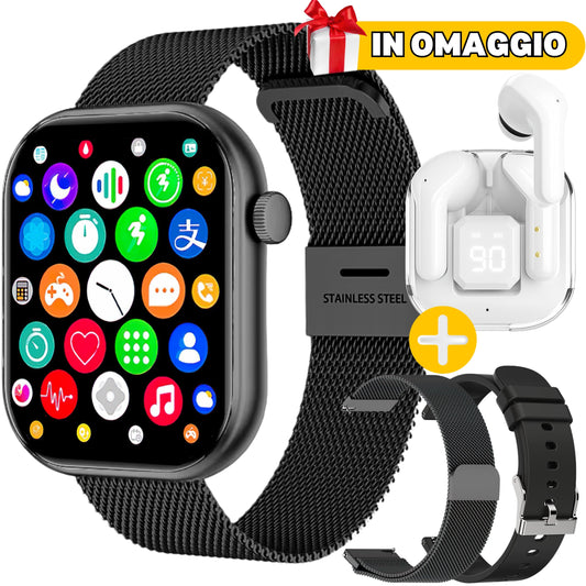 CHRONOSWATCH GT20 + 2 Cinturini in Metallo e Silicone + *NUOVE* Cuffie Wireless Air30 IN OMAGGIO🎁